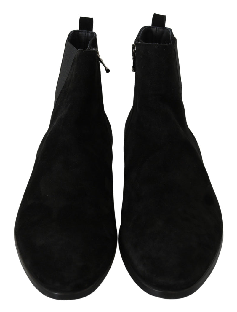 Black Suede Leather Chelsea Boots Shoes