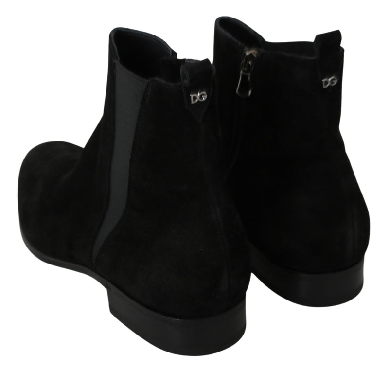 Black Suede Leather Chelsea Boots Shoes