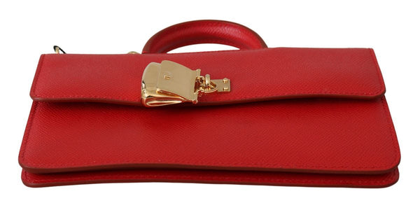 Red Gold Padlock Sling Phone Clutch Leather Sicily  Bag