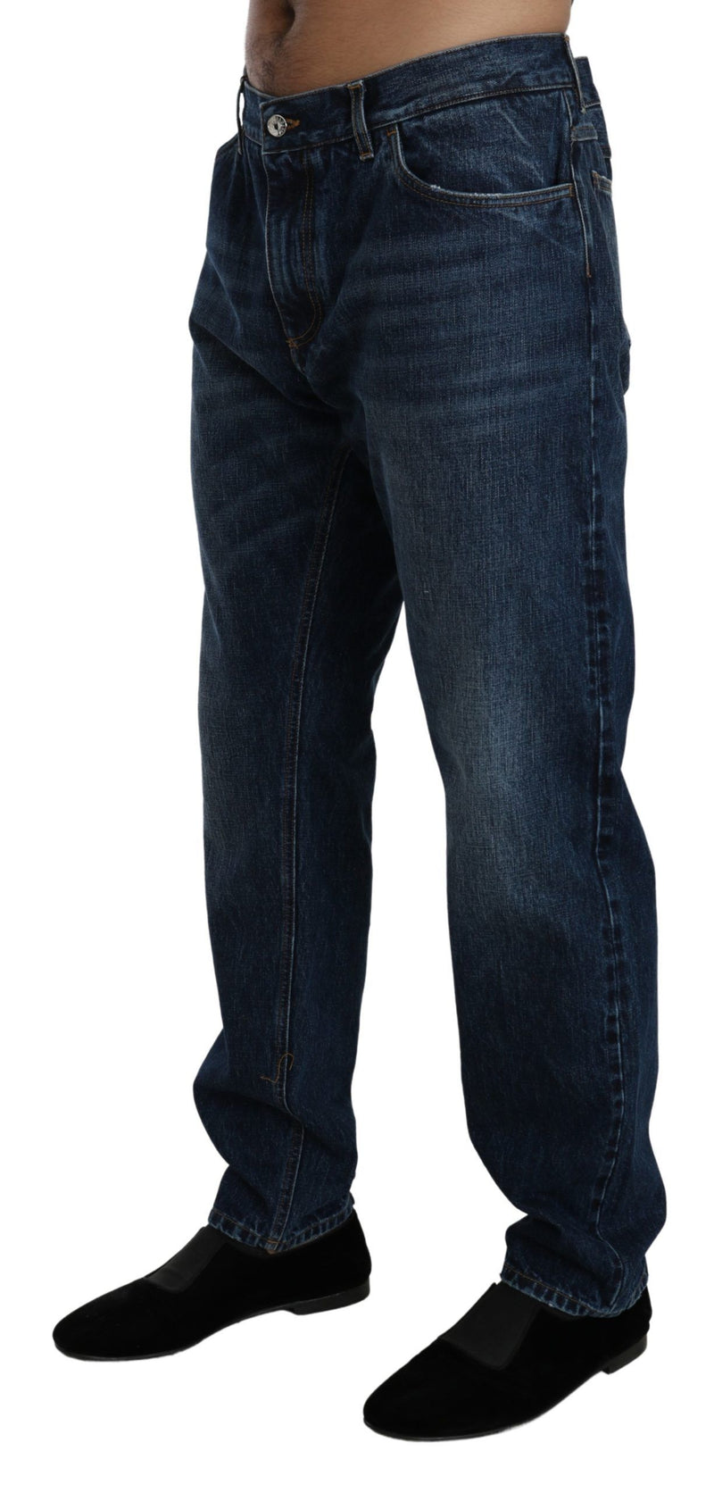 Dark Blue Washed Slim Fit Denim Cotton Jeans