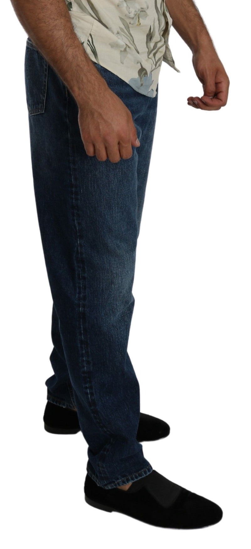 Dark Blue Washed Slim Fit Denim Cotton Jeans