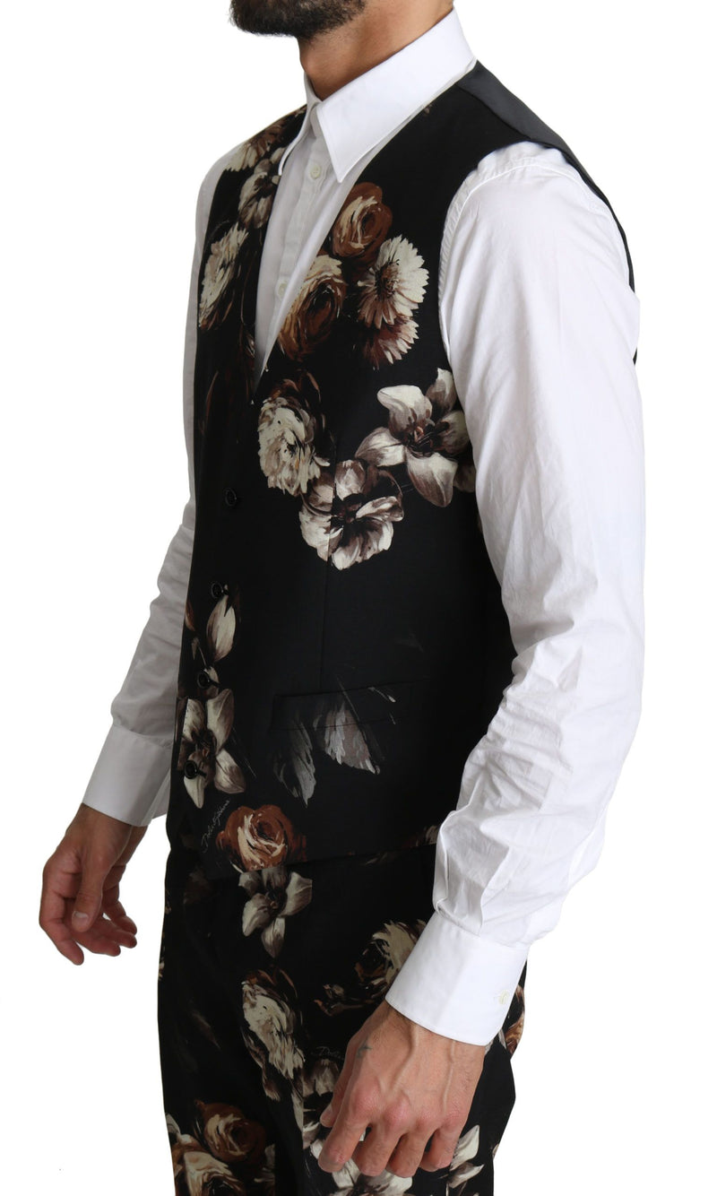 Black Floral Slim 3 Piece MARTINI Suit