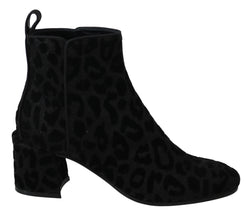 Black Leopard Short Boots Zipper Shoes