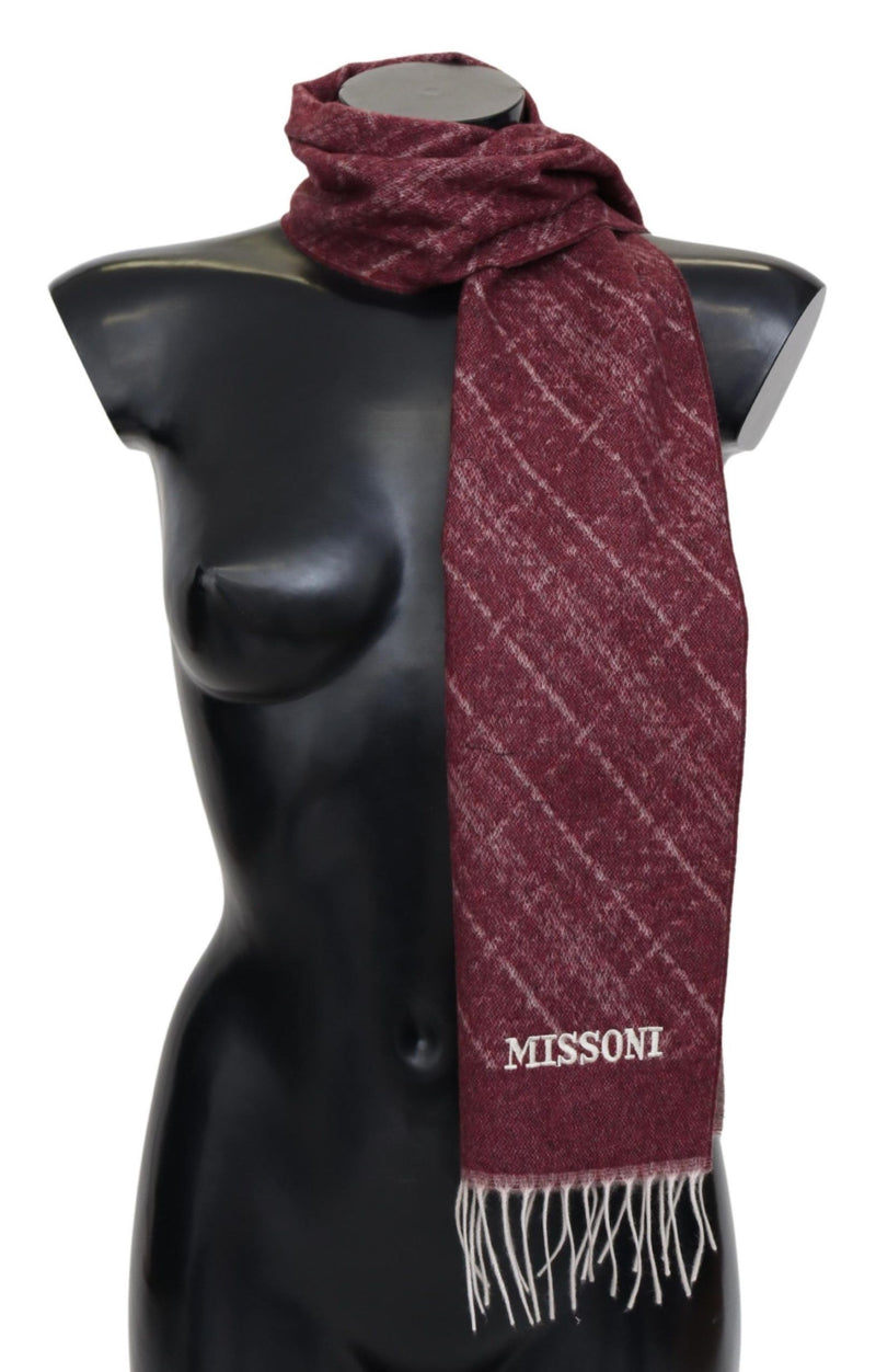 Maroon Plaid Cashmere Unisex Wrap Scarf