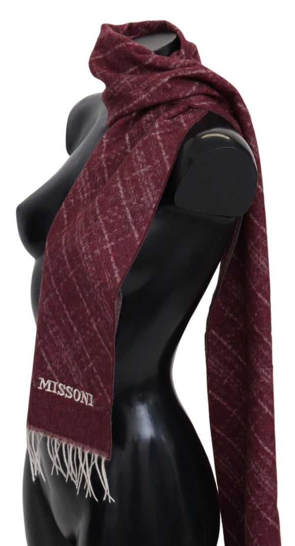 Maroon Plaid Cashmere Unisex Wrap Scarf