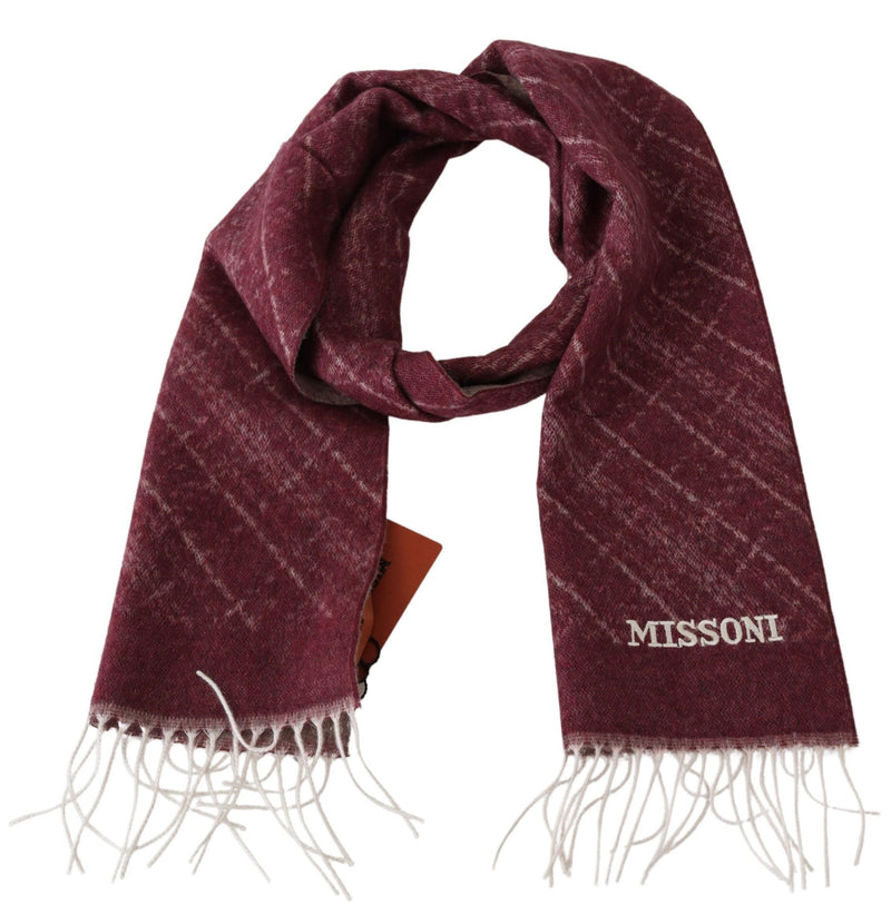 Maroon Plaid Cashmere Unisex Wrap Scarf