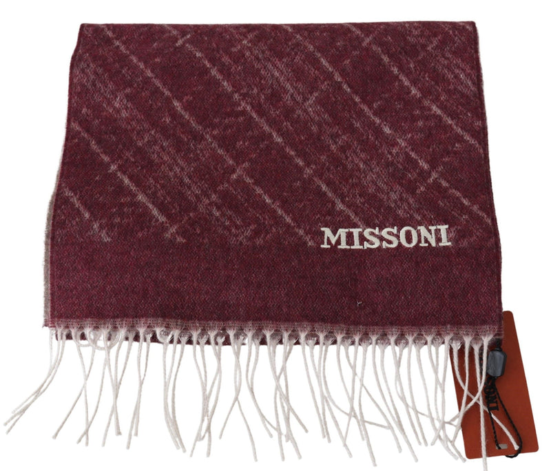 Maroon Plaid Cashmere Unisex Wrap Scarf