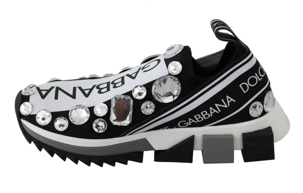 Black White Crystal Women's Sneakers Shoes