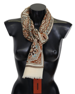 Beige Baroque Wool Unisex Neck Scarf