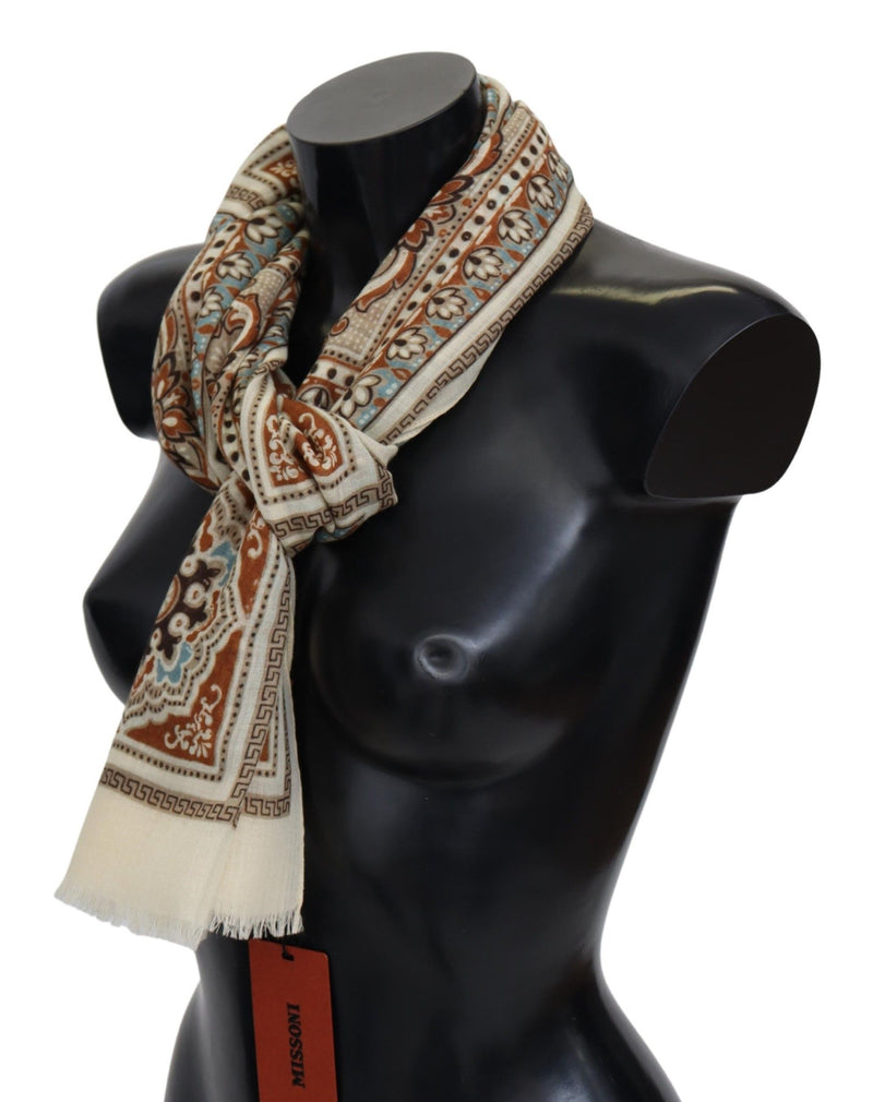 Beige Baroque Wool Unisex Neck Scarf