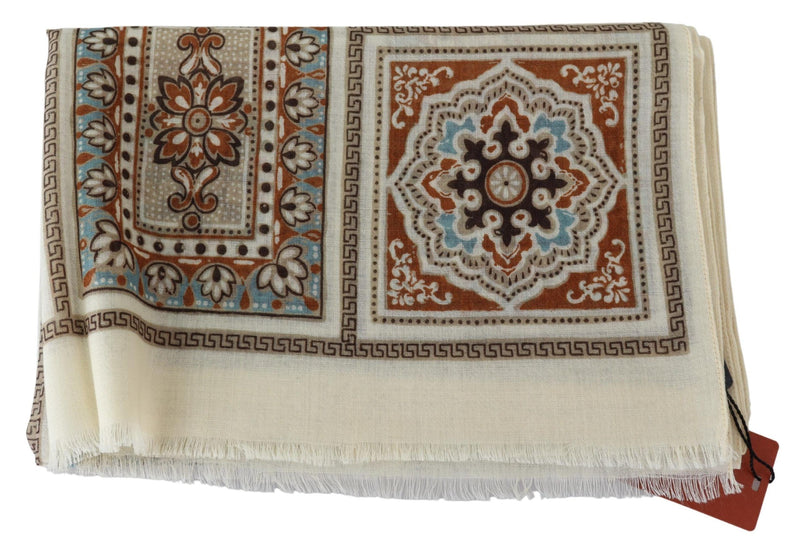 Beige Baroque Wool Unisex Neck Scarf