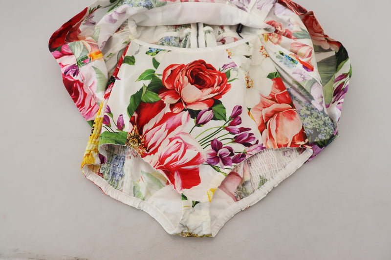 Multicolor Floral Print Cotton Body Suit Top