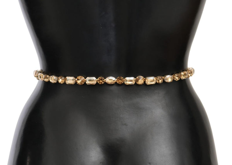 White Leather Crystals Waist Belt