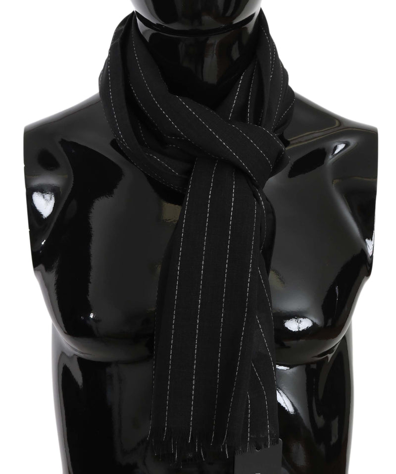 Black White Striped Silk Mens Shawl Scarf