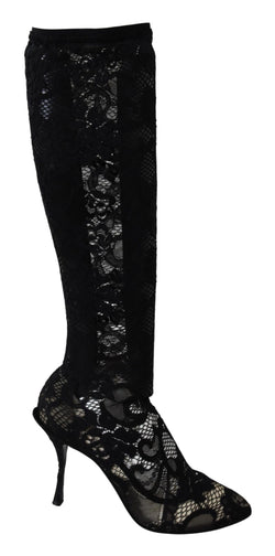 Black Taormina Lace Socks Boots Shoes Pumps