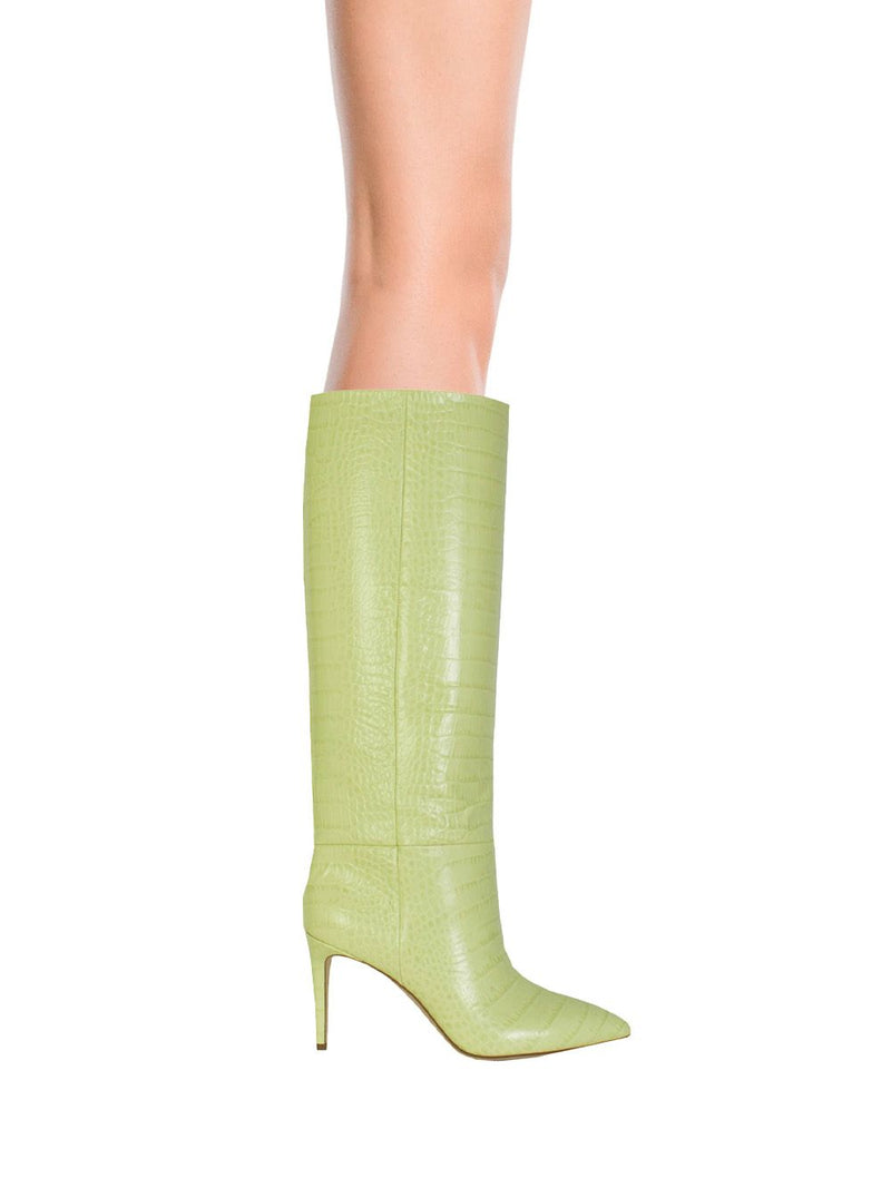 Croco Leather Print in Lime Stiletto 85 Boot