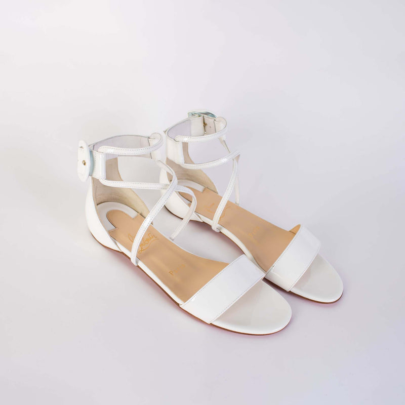 Chrisitan Loboutin Choca White Leather Sandals