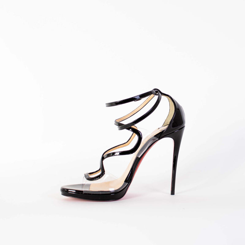 Chrisitan Loboutin Black PVC Leather Sandals