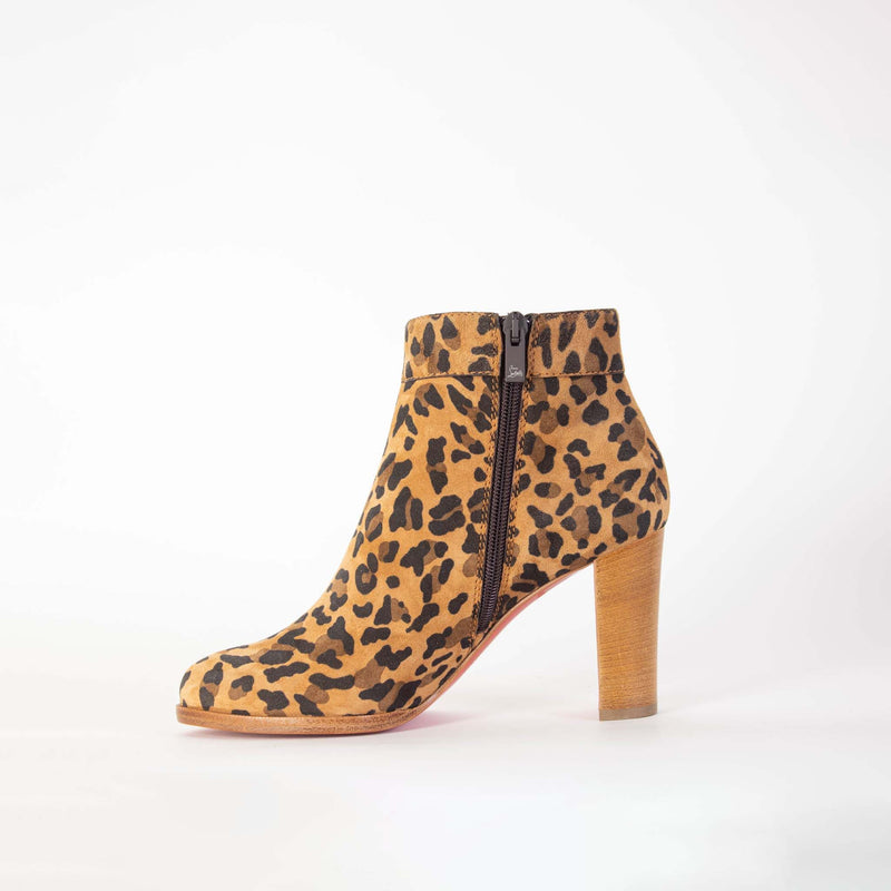 Chrisitan Loboutin Leopard Print Suede Ankle Boots