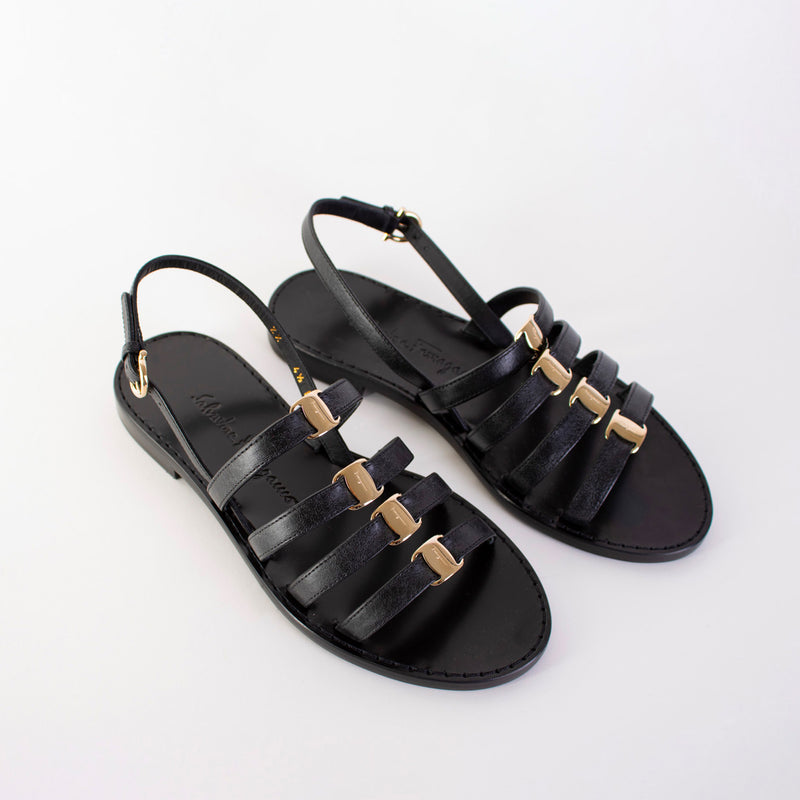 Salvatore Ferragamo Black Galilee Sandals