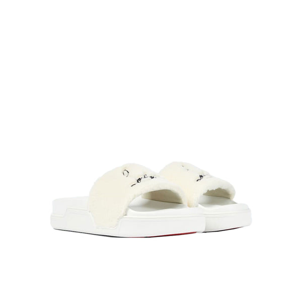 Christian Louboutin white Navy Pool sandals