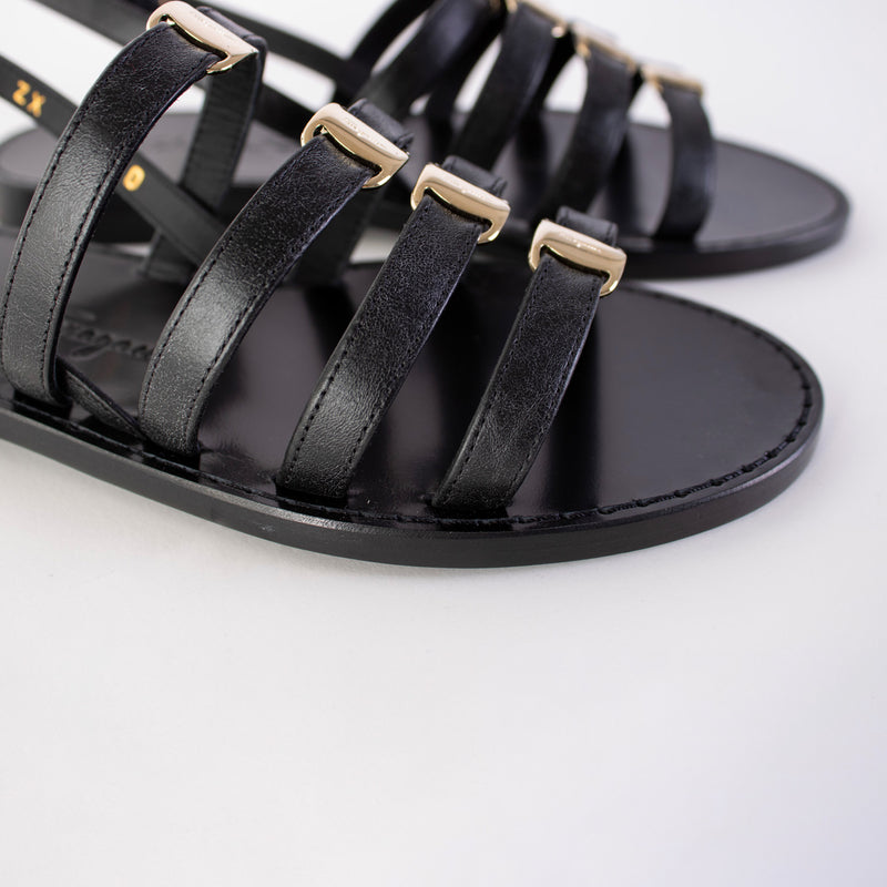 Salvatore Ferragamo Black Galilee Sandals