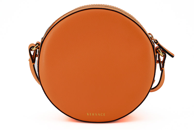 Orange Calf Leather Round Shoulder Bag