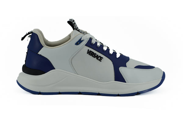 Blue and White Calf Leather Sneakers