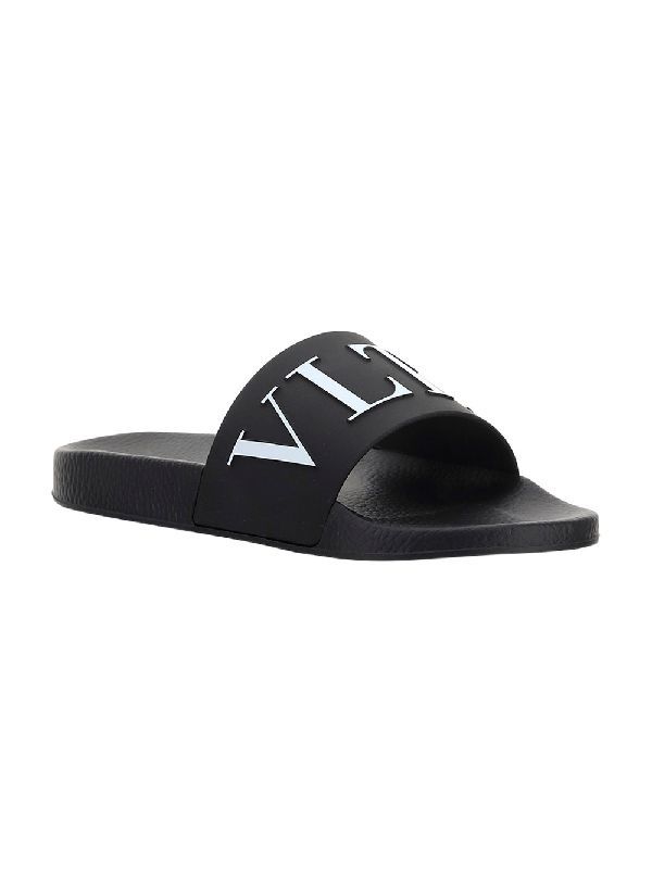 Black Rubber Garavani Slides Sandals