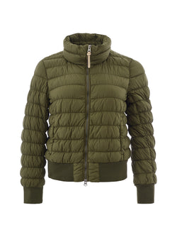 Green Quilted Bomber Jacket