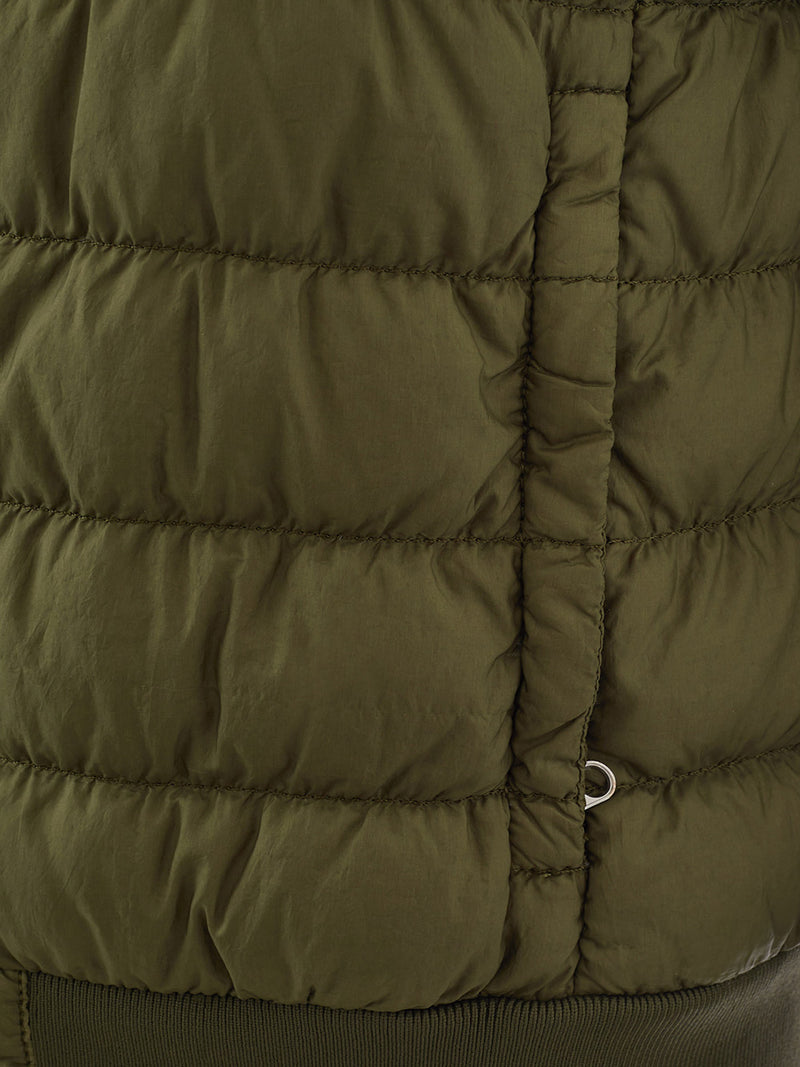 Green Quilted Bomber Jacket