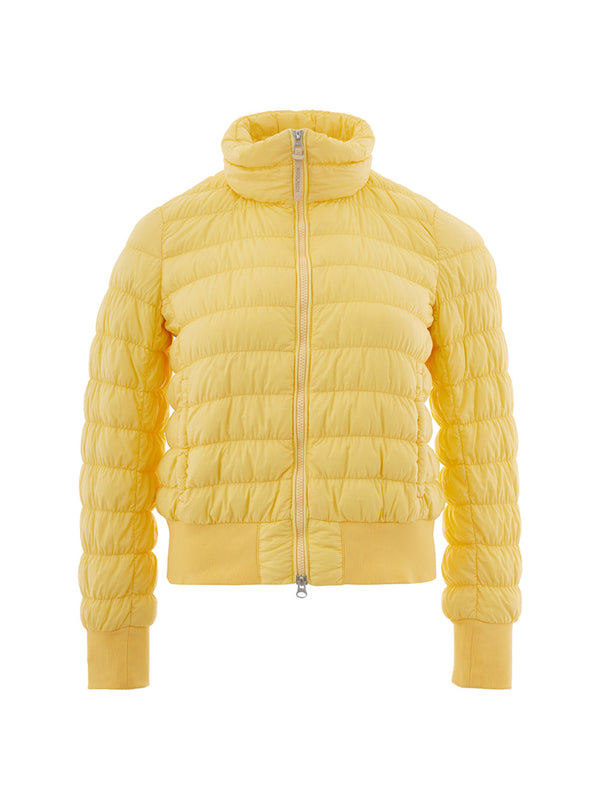 Yellow Quilted Bomber Jacket