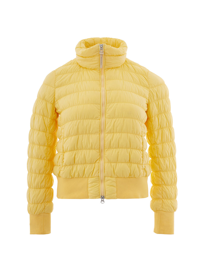 Yellow Quilted Bomber Jacket