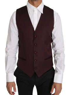 Purple Pattern Wool Silk Waistcoat Vest