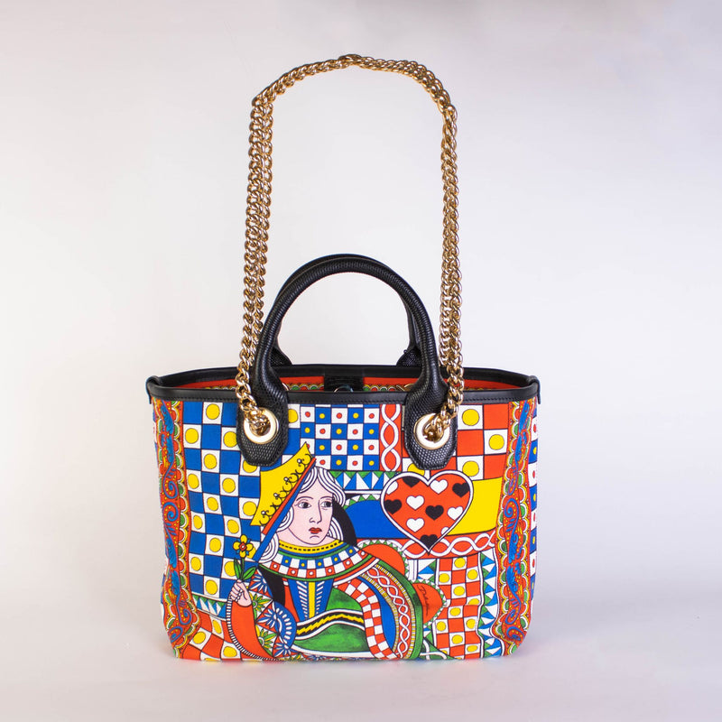 Leather Printed Queen of Hearts Handbag