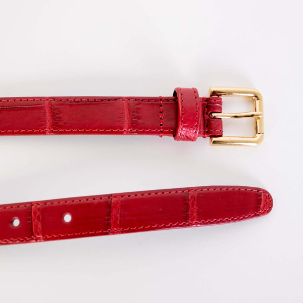 Dolce & Gabbana Red Crocodile print leather Belt