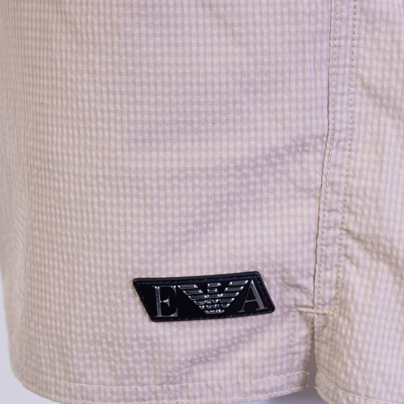 Emporio Armani Beige Swim Shorts Logo Details