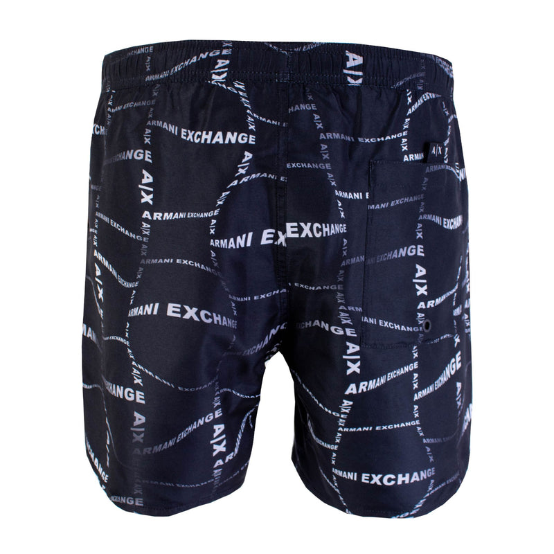 Armani Exchange Black Printed Logo Swim Shorts