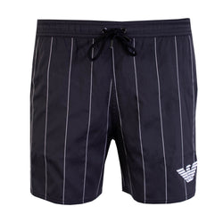 Emporio Armani Black Pinstripe Swim Shorts