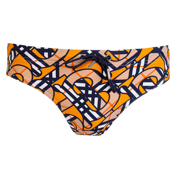 Orange Printed Swim Brief