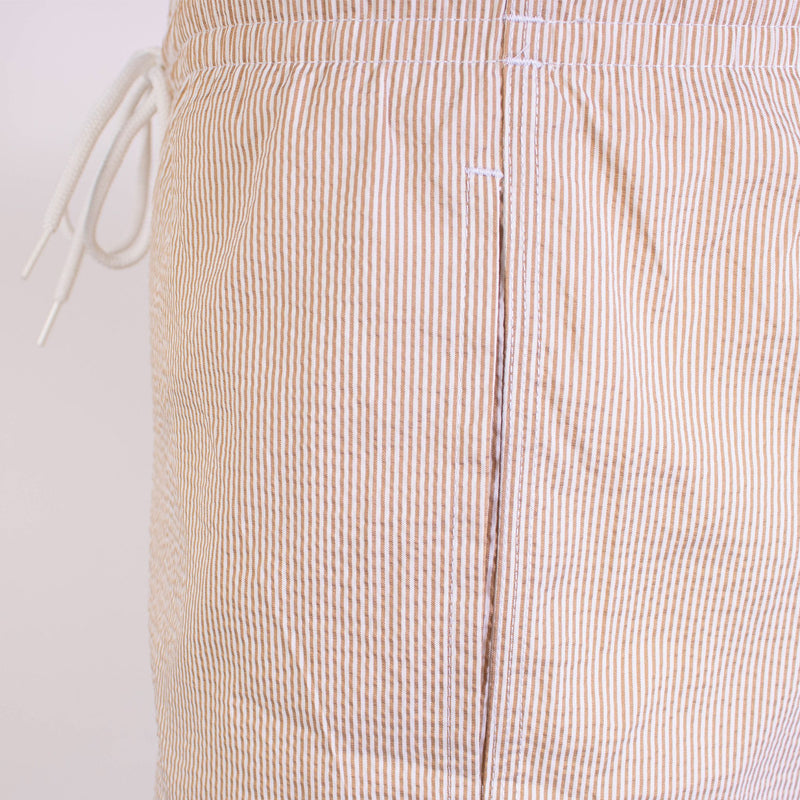 Beige Striped Swim Short