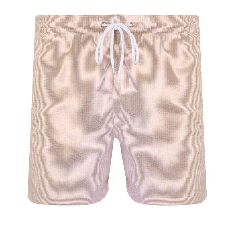 Beige Striped Swim Short