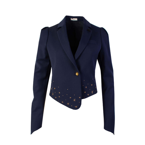 Blue Wool Embroidered Blazer