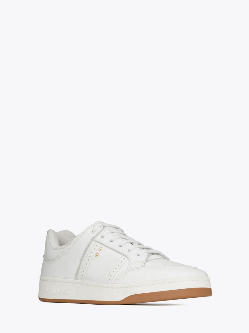 White Calf Leather Low-Top Sneakers