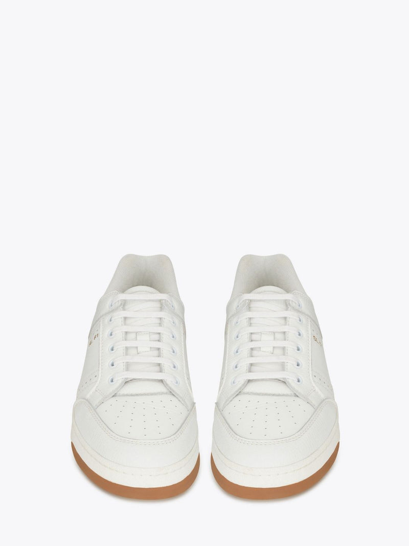 White Calf Leather Low-Top Sneakers