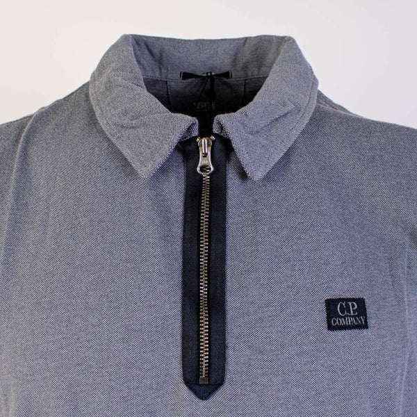 Half Zip Grey Piquet Cotton C.P. Company Polo Shirt