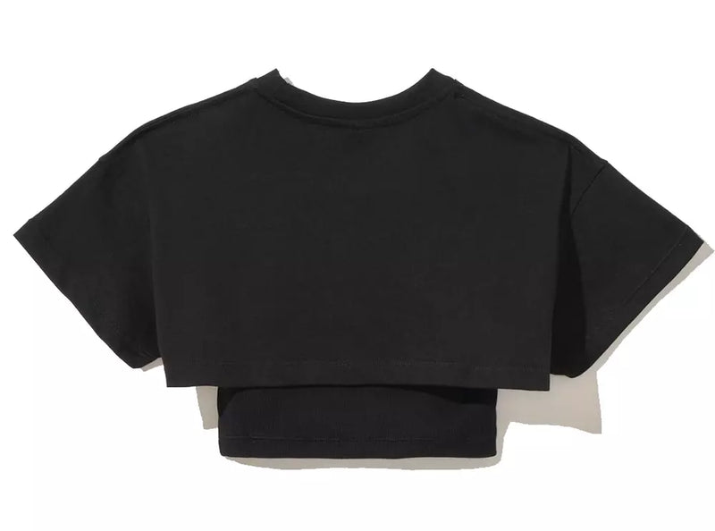 Black Cotton T-Shirt & Top