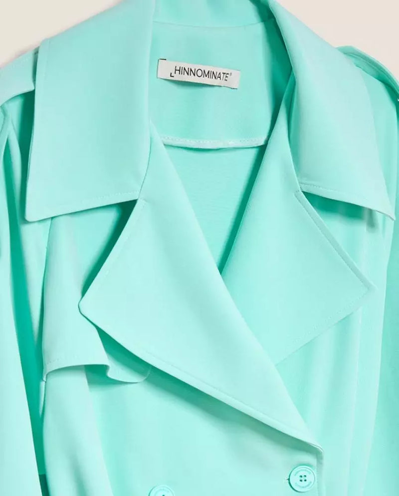 Light Blue Polyester Trench