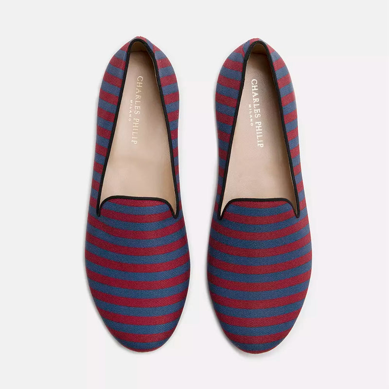 Blue Cotton Flat Shoe