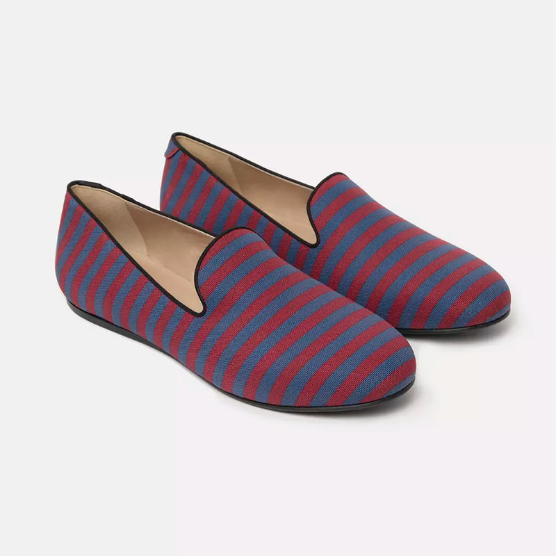 Blue Cotton Flat Shoe